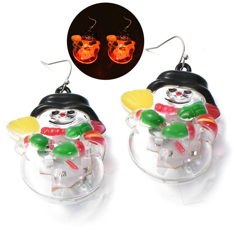 Snowman LED glowing Christmas earrings