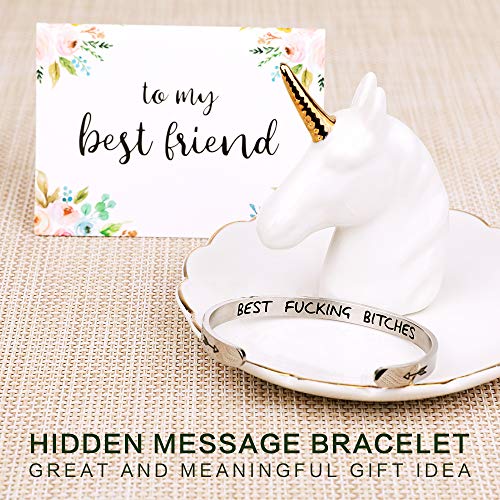 Friend Gifts for Women Funny Small Gifts for Women Best Friend Birthday Female Friendship Gifts for Women Friends Bestie BFF Sister Woman Her - Fun Hidden Message Bracelet