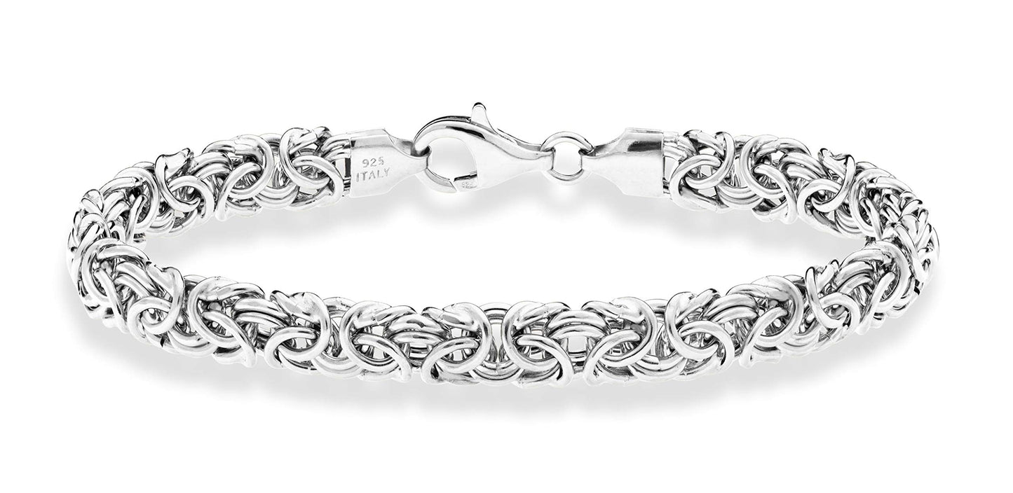 Miabella Italian 925 Sterling Silver Byzantine Bracelet for Women, Handmade in Italy (Length 7.5 Inches)